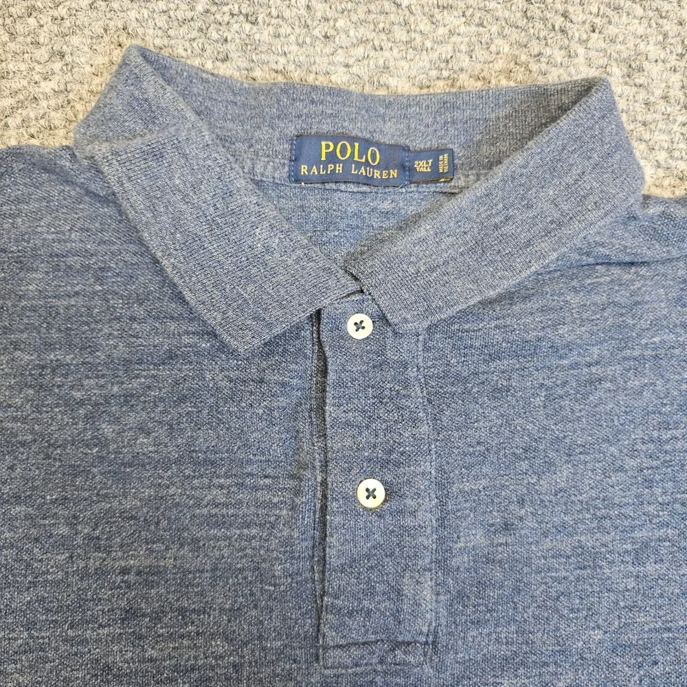 Polo Ralph Lauren Long Sleeve Polo‎ Shirt Blue Heathered Mens XXL Tall